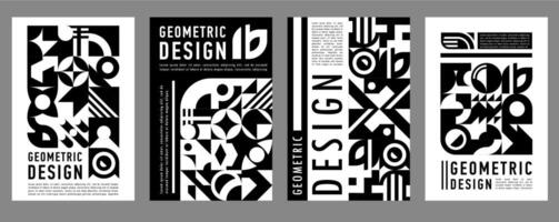 Monochrome business posters with abstract pattern vector