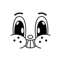 Groovie cartoon cute face with funny comic emotion vector