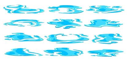 lluvia agua charcos aislado dibujos animados conjunto vector