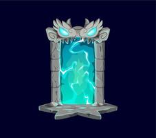 Fantasy fairytale game magic portal door, vector