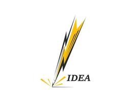 Creative idea pencil icon with lightning arrow vector