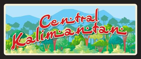 central Kalimantan retro viaje plato de Indonesia vector