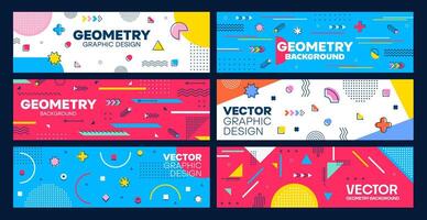 moderno geométrico memphis resumen pancartas conjunto vector