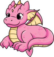 Pink female dragon illustration vector