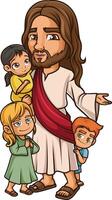 Jesús Cristo con niños ilustración vector