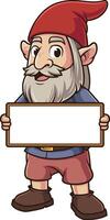 Gnome holding blank sign illustration vector