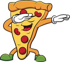 Dabbing pizza slice character illustration vector