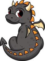 Cute black dragon illustration vector