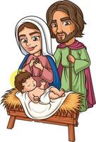 Virgen María y Joseph con bebé Jesús ilustración vector