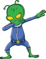 Dabbing alien character illustration vector