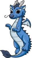 Cute blue dragon illustration vector