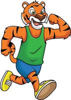Tigre mascota corriendo ilustración vector