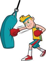 Man working out with punching bag illustration vector