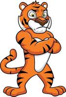 Tiger mascot looking angry illustration vector