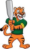 Tiger mascot holding a baseball bat illustration vector
