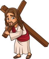 Jesus Christ carrying the cross illustration vector