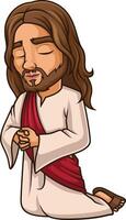 Jesús Cristo Orando en su rodillas ilustración vector