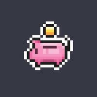 piggy bank in pixel art style vector