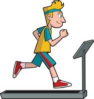 Man running on treadmill illustration vector