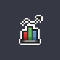 chart bar in pixel art style vector