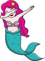 Dabbing mermaid character illustration vector