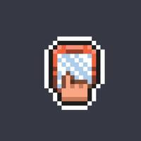 touching phone screen in pixel art style vector