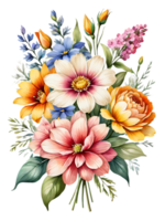 bellissimo mazzi di fiori e fiori con trasparente e alta qualità sfondi png