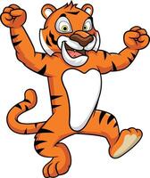 Excited tiger mascot dancing illustration vector