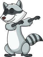 Dabbing raccoon character illustration vector