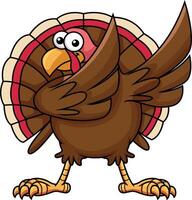 Dabbing turkey character illustration vector