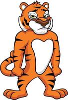 Tiger character looking sad illustration vector
