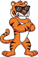 Tiger wearing sunglasses illustration vector