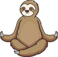 Adorable sloth meditating illustration vector