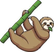 Sloth eating leaves illustration vector