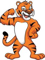 Tiger mascot flexing its muscles illustration vector