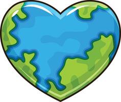 Heart shaped earth illustration vector