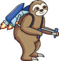 Sloth wearing jetpack illustration vector