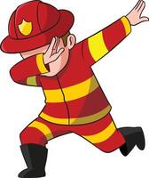 Dabbing firefighter character illustration vector