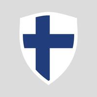 Finlandia bandera en proteger forma marco vector