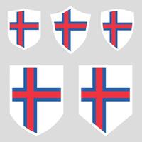 Set of Faroe Islands Flag in Shield Shape Frame vector