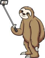Sloth taking a selfie illustration vector