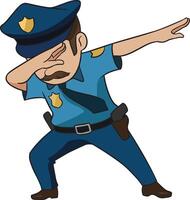 Dabbing police officer with moustache illustration vector