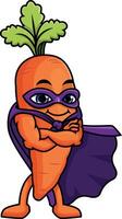 Zanahoria superhéroe personaje ilustración vector
