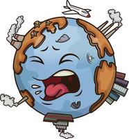 Polluted planet Earth with closed eyes and coughing illustration vector