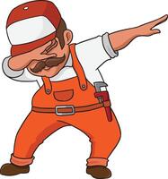 Dabbing plumber character illustration vector