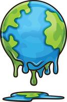 planeta tierra derritiendo desde global calentamiento ilustración vector