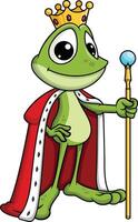 Frog king wearing crown illustration vector