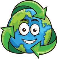 Earth with recycling symbol illustration vector