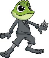 Ninja frog with throwing star illustration vector