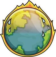 Planet Earth overheating illustration vector
